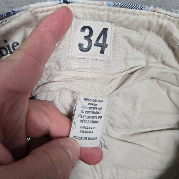 Abercrombie & Fitch‎ Cargo Shorts Mens 34 Blue Plaid Drawstring Y2K heavy twill - Picture 8 of 10